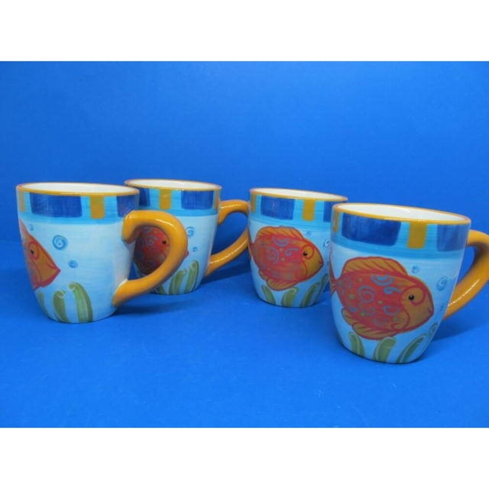 222 Fifth PTS International "Fun Fish" Mugs Bundle of 4
